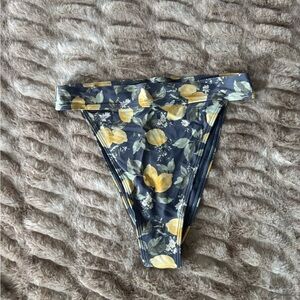 Abercrombie Lemon Print Floral High-Waisted Bikini Bottom